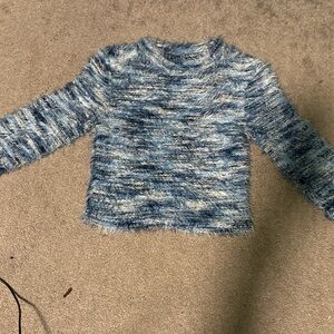 AKIRA Blue Marled Fuzzy Crew Neck Sweater